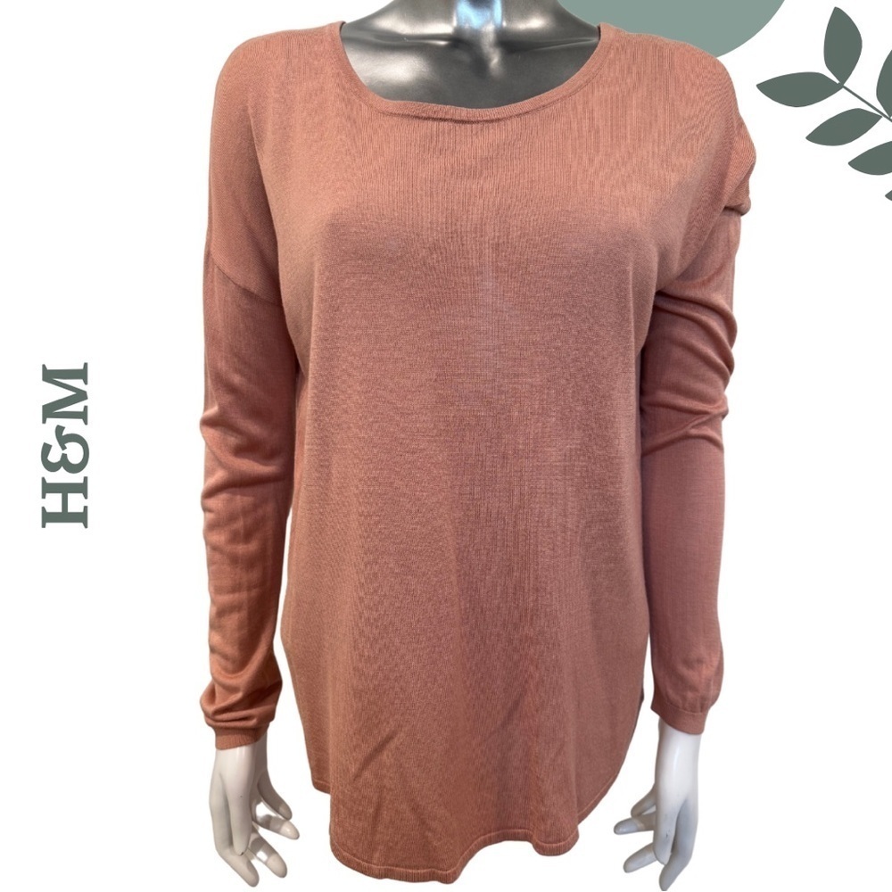 🛍️3/$40 Soft Knit Scoop Neck Lightweight Sweater by H&M | Burnt Orange | Small